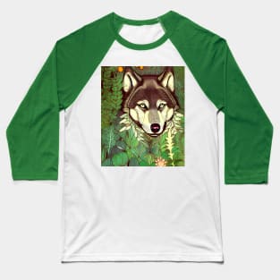 wolf flowers nature Baseball T-Shirt